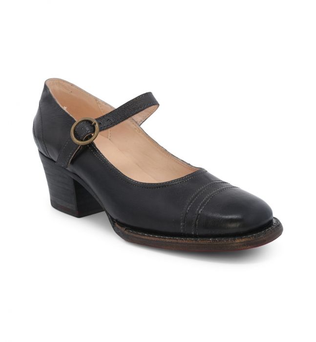 (image for) Twigley Black Rustic Leather Shoes with Strap & Buckle